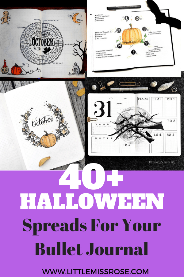 Over 40 halloween themed bullet journal spreads, ideas, doodles and collections to add to your bujo for October.