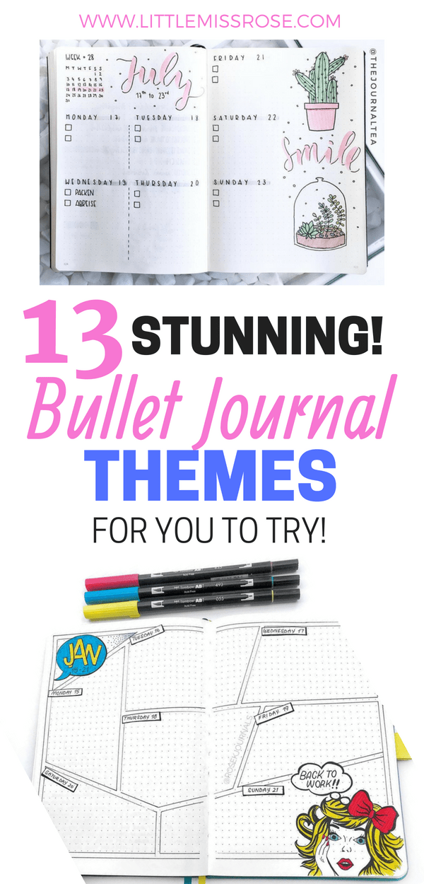 Have a look at these amazing bullet journal themes you can try in your own bullet journal.  There's more than one for every month!  #bulletjournal #bujo #themes #Bujoideas