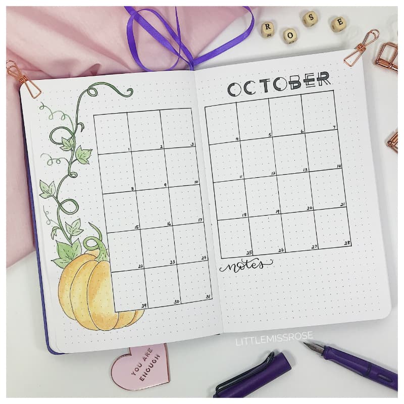 October 2018 Plan with Me Monthly Log Little Miss Rose