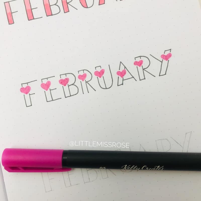Romantic hand lettering ideas and tips for your bullet journal- try this fun heart lettering