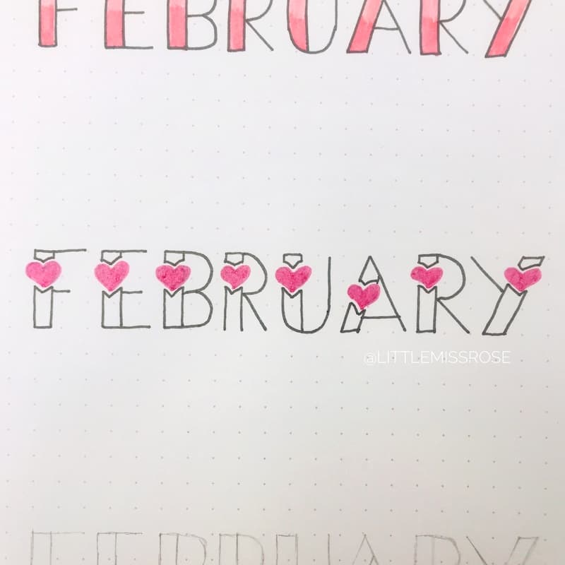 Romantic hand lettering tutorial for your bullet journal including this heart font
