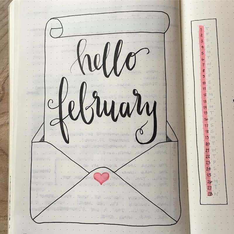 So many wonderful valentines bullet journal ideas - cover page by @hillhousebandb