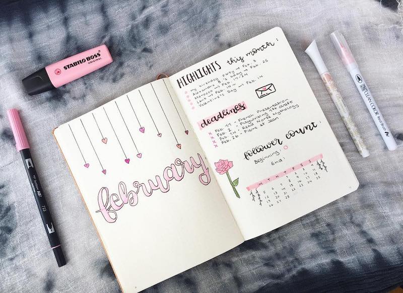 Check out this beautiful valentines cover page for your bullet journal @study.beautiful